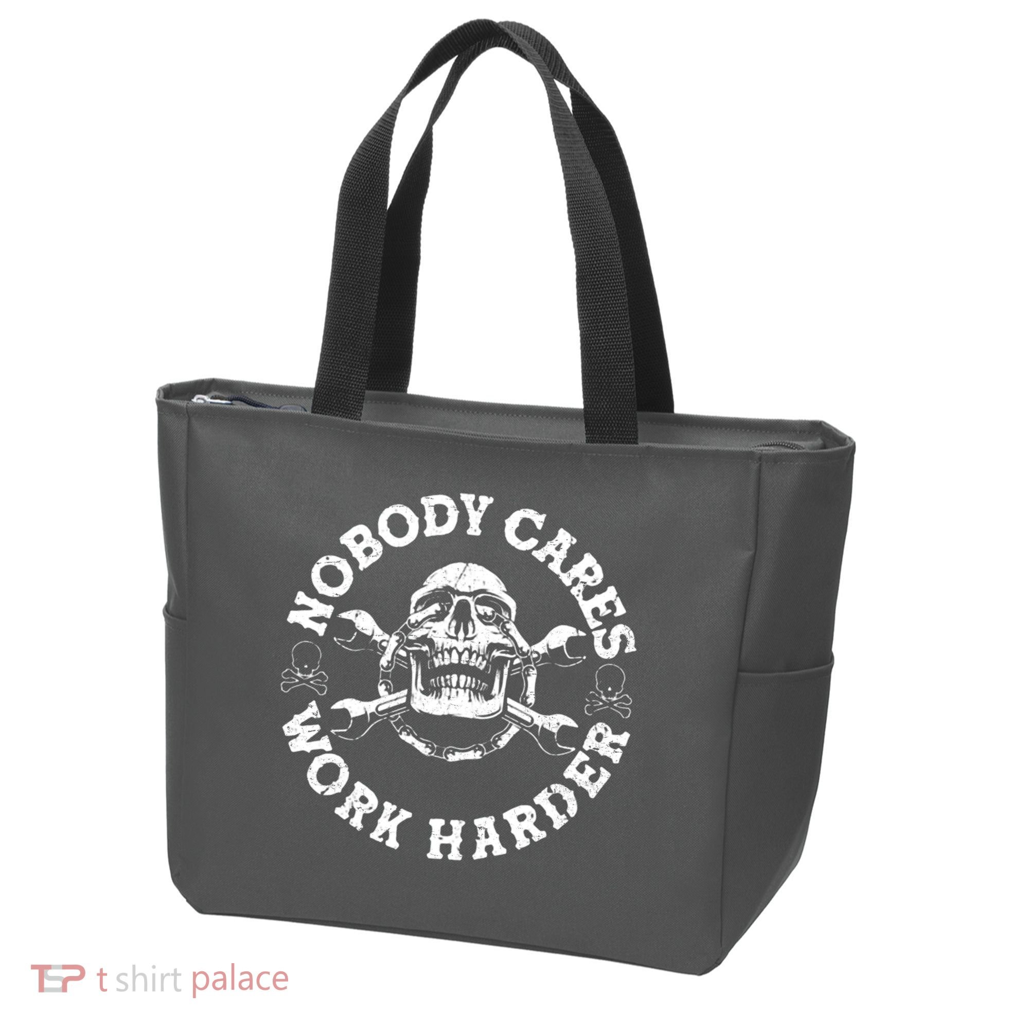 Nobody Cares Work Harder Skull Tote Bag