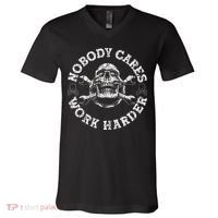 Nobody Cares Work Harder Skull Mechanic Engineer V-Neck T-Shirt thumb 0