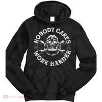 Nobody Cares Work Harder Skull Mechanic Engineer Tie Dye Hoodie thumb 0