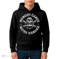 Nobody Cares Work Harder Skull Mechanic Engineer Kids Hoodie thumb 4