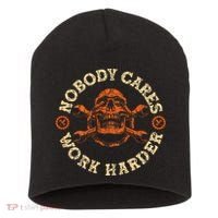 Nobody Cares Work Harder Skull Mechanic Engineer Short Acrylic Beanie thumb 0