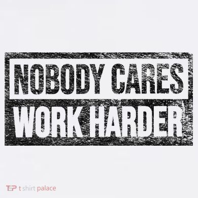 NOBODY CARES WORK HARDER Ladies PosiCharge Competitor Racerback Tank