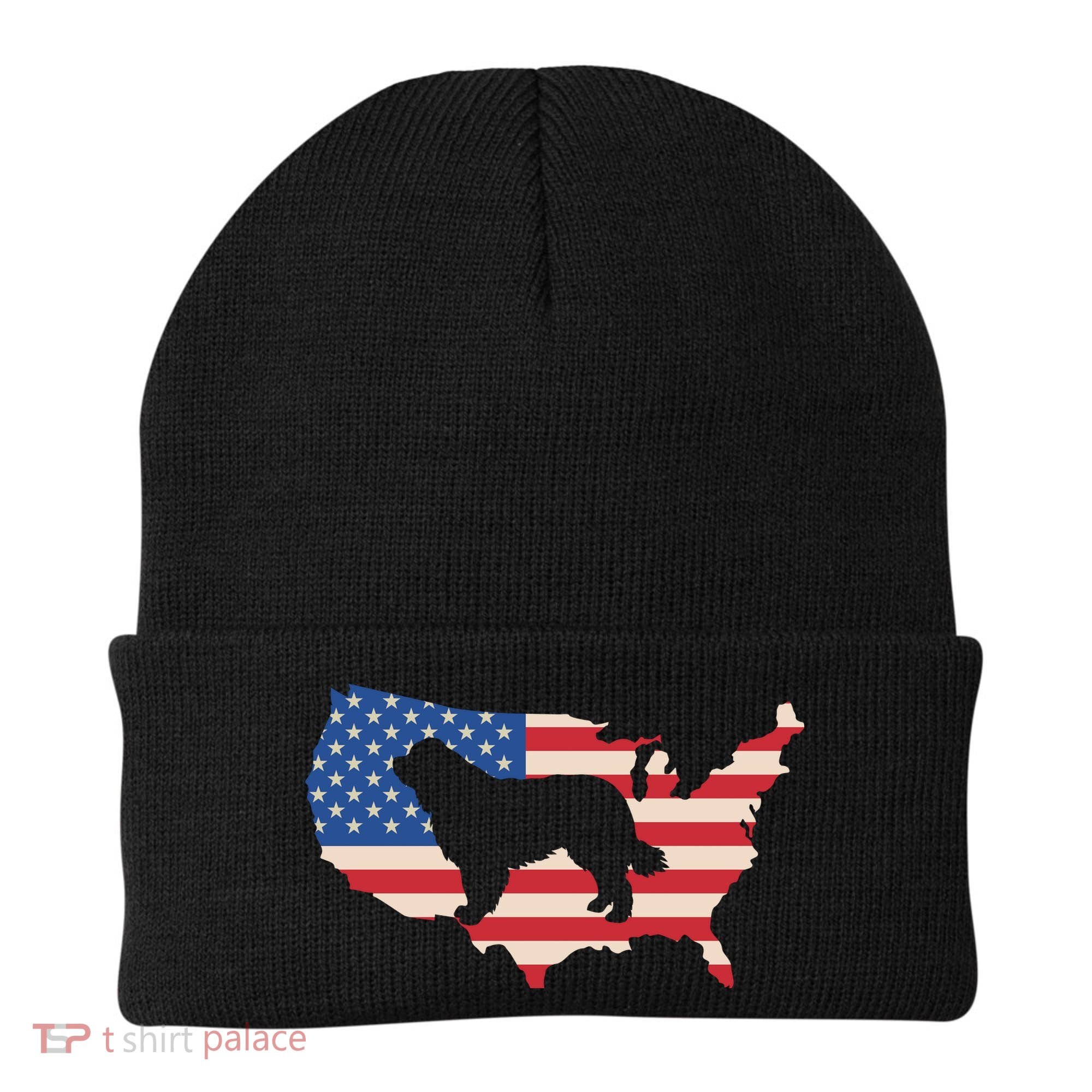 Newfie Dog America Flag Patriotic Dog Lover Gift Beanie