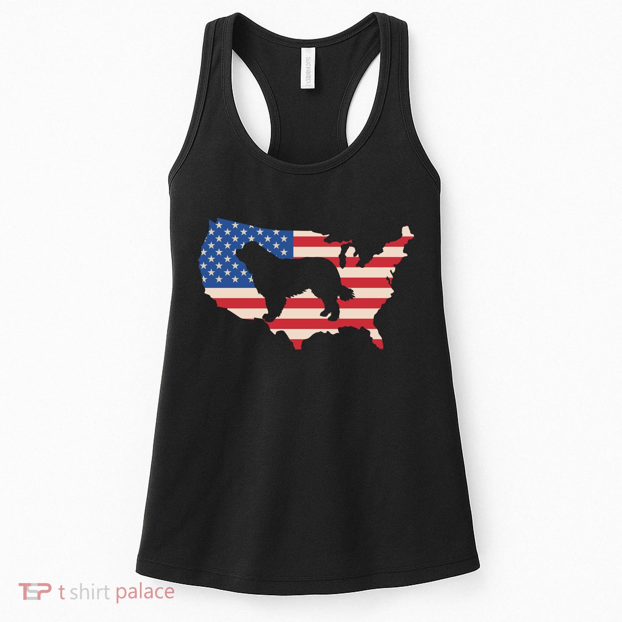 Newfie Dog America Flag Patriotic Dog Lover Gift Women's Tank Top