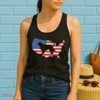 Newfie Dog America Flag Patriotic Dog Lover Gift Women's Tank Top thumb 2