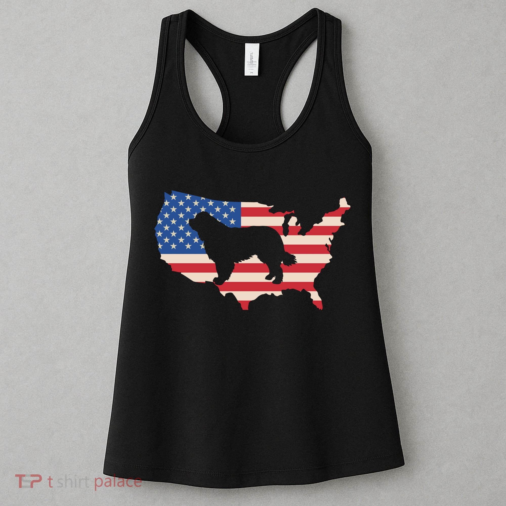 Newfie Dog America Flag Patriotic Dog Lover Gift Women's Tank Top