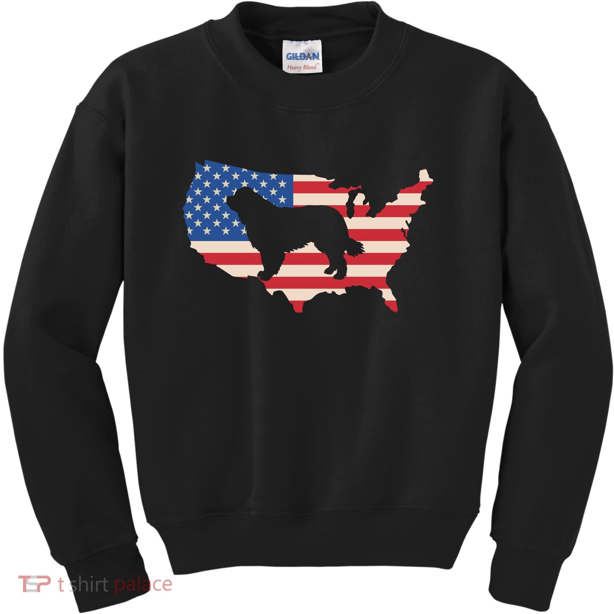 Newfie Dog America Flag Patriotic Dog Lover Gift Kids Sweatshirt