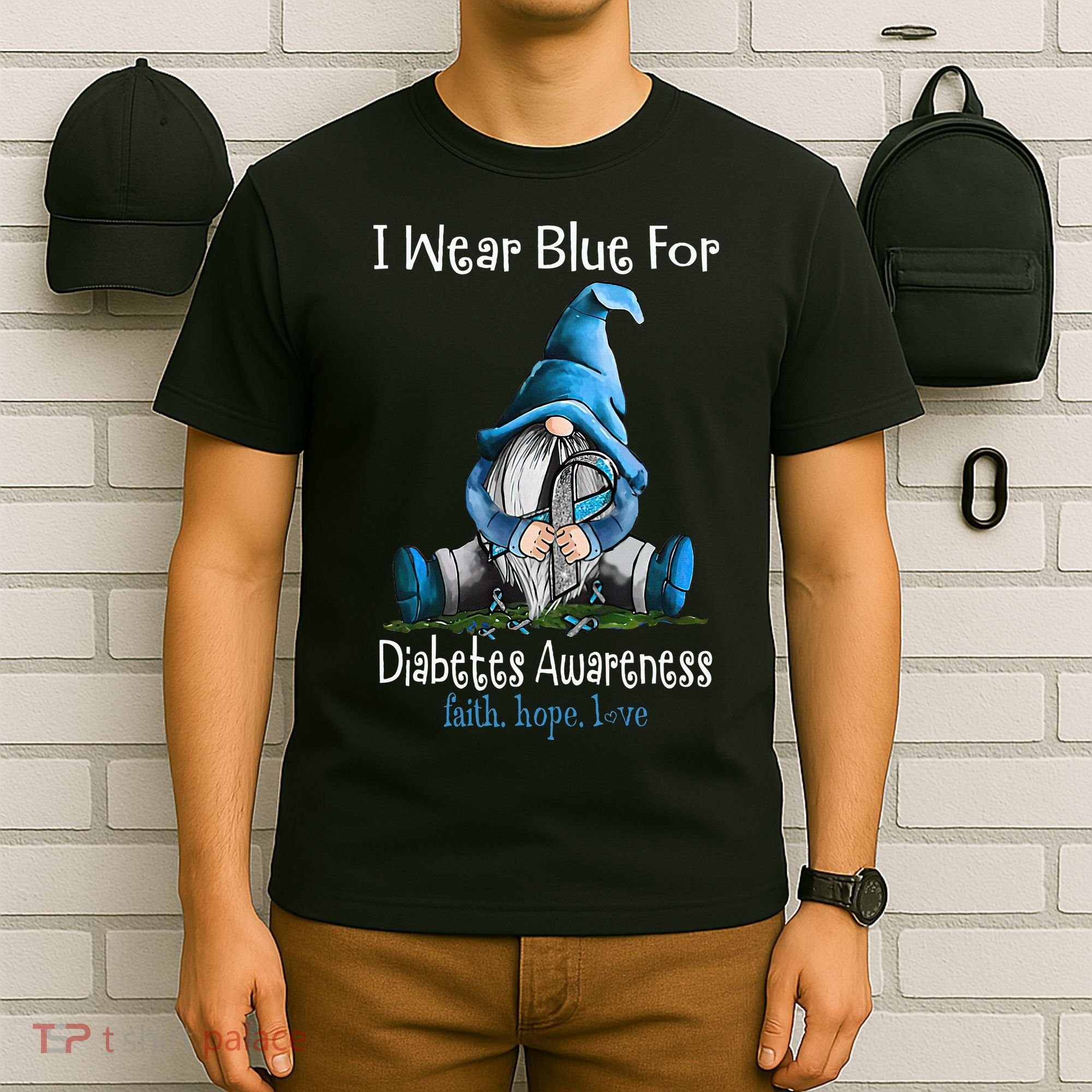 November Diabetes Awareness Month Funny Gnomes Wear Blue T-Shirt