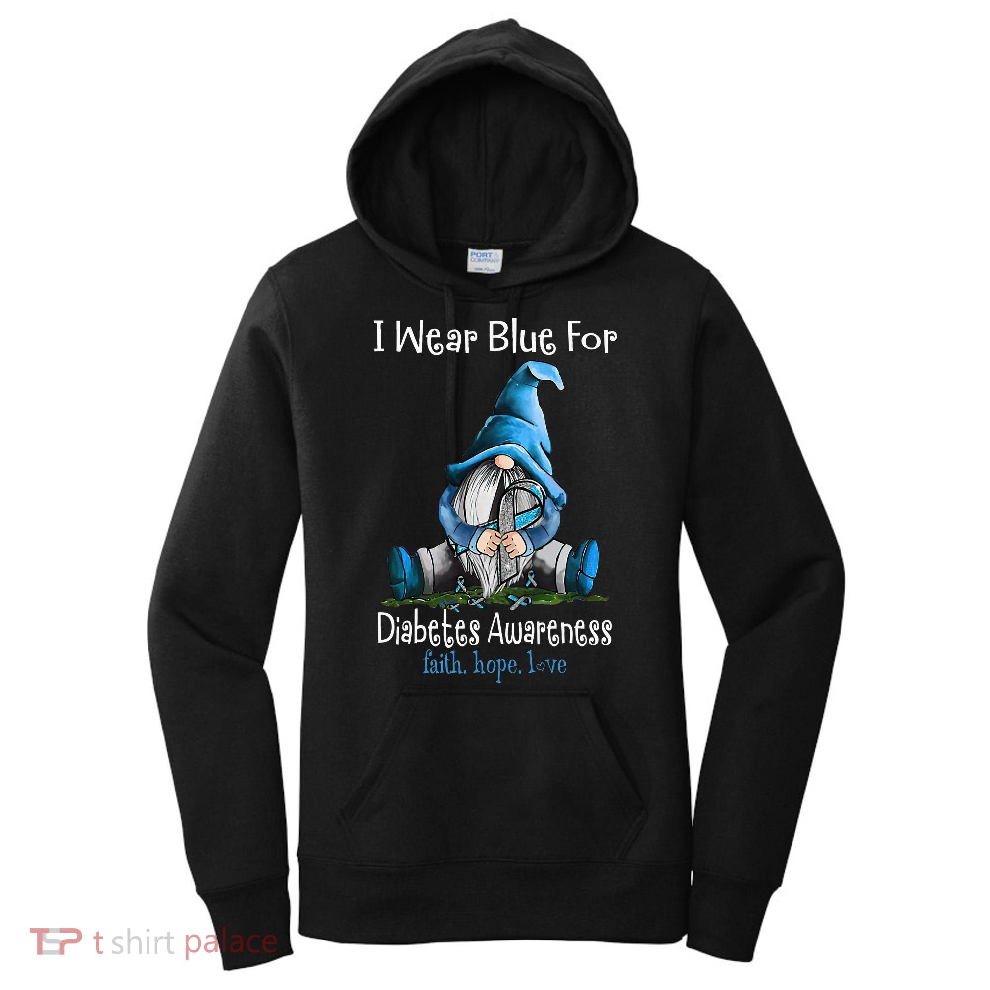 November Diabetes Awareness Month Funny Gnomes Wear Blue Women's Hoodie
