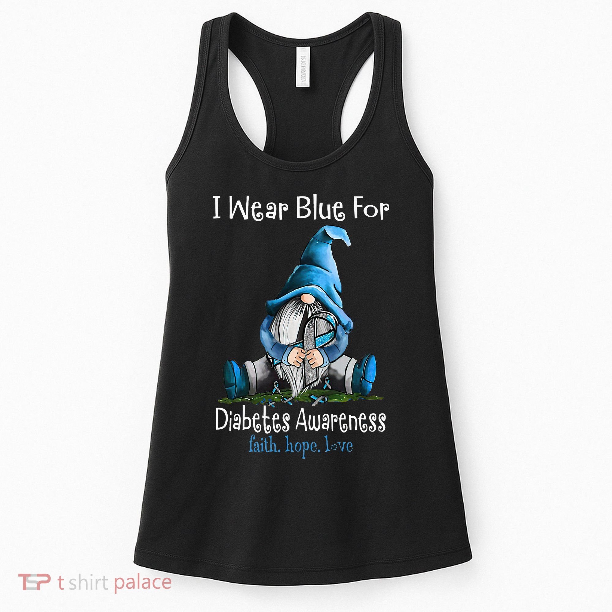 November Diabetes Awareness Month Funny Gnomes Wear Blue Women's Tank Top