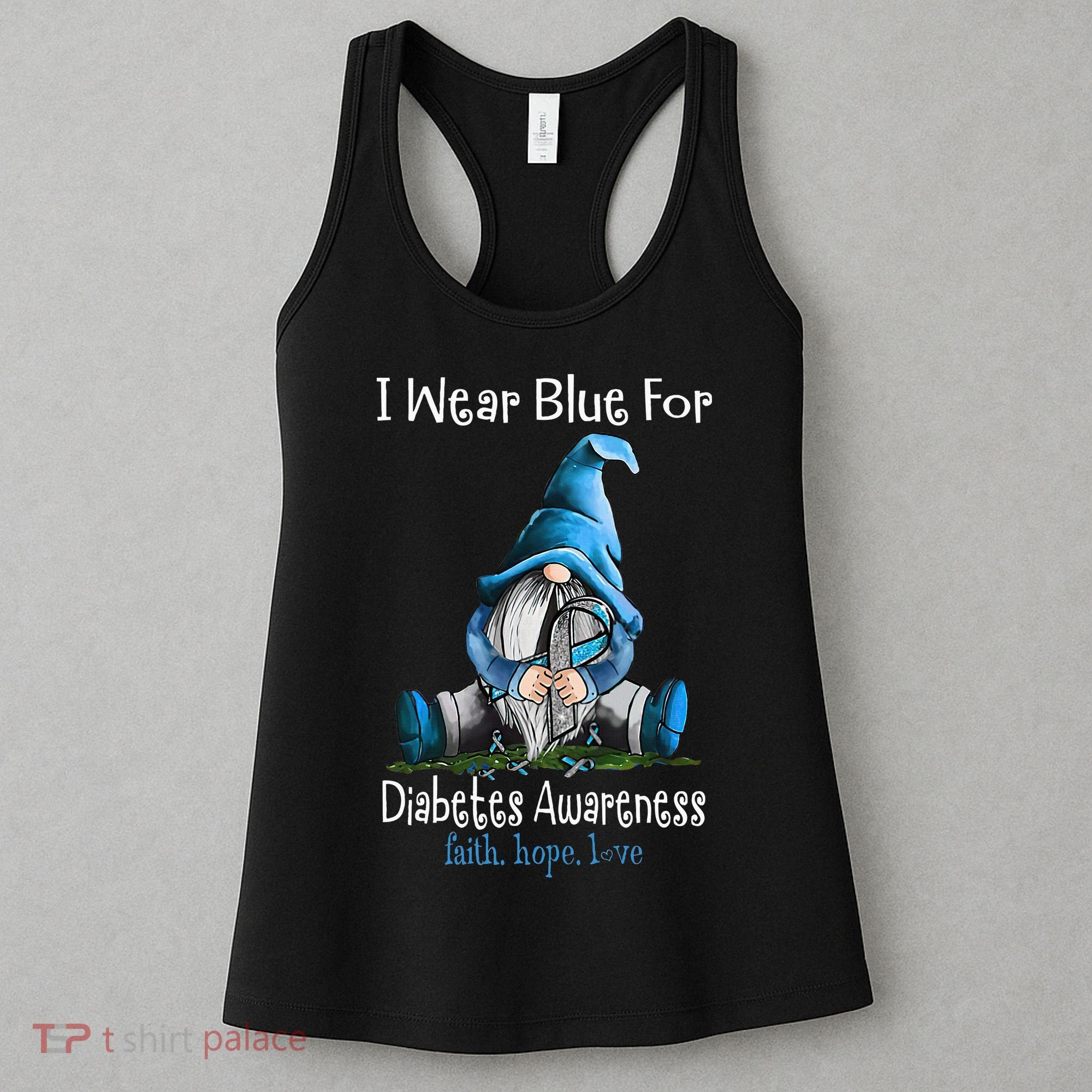 November Diabetes Awareness Month Funny Gnomes Wear Blue Women's Tank Top