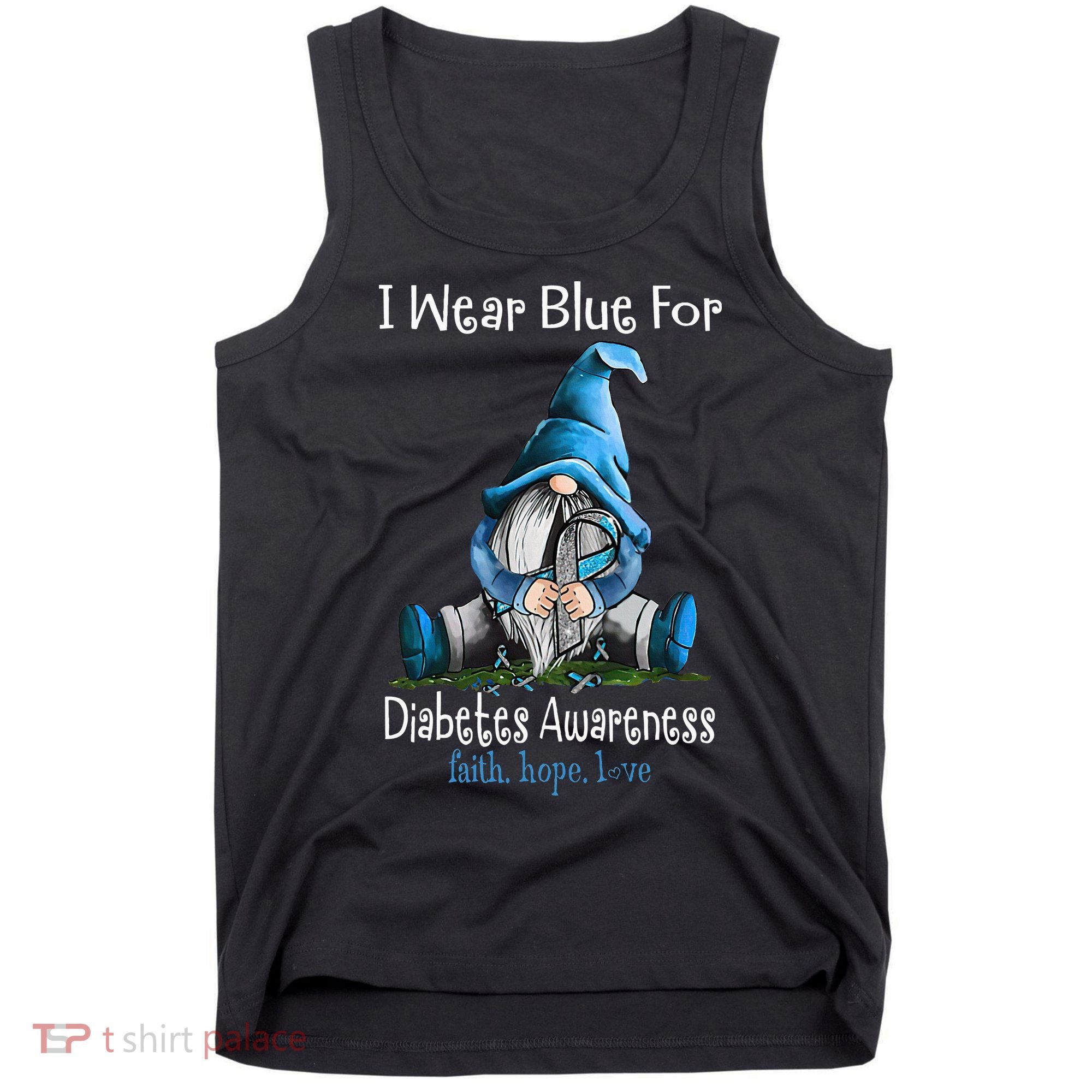November Diabetes Awareness Month Funny Gnomes Wear Blue Tank Top
