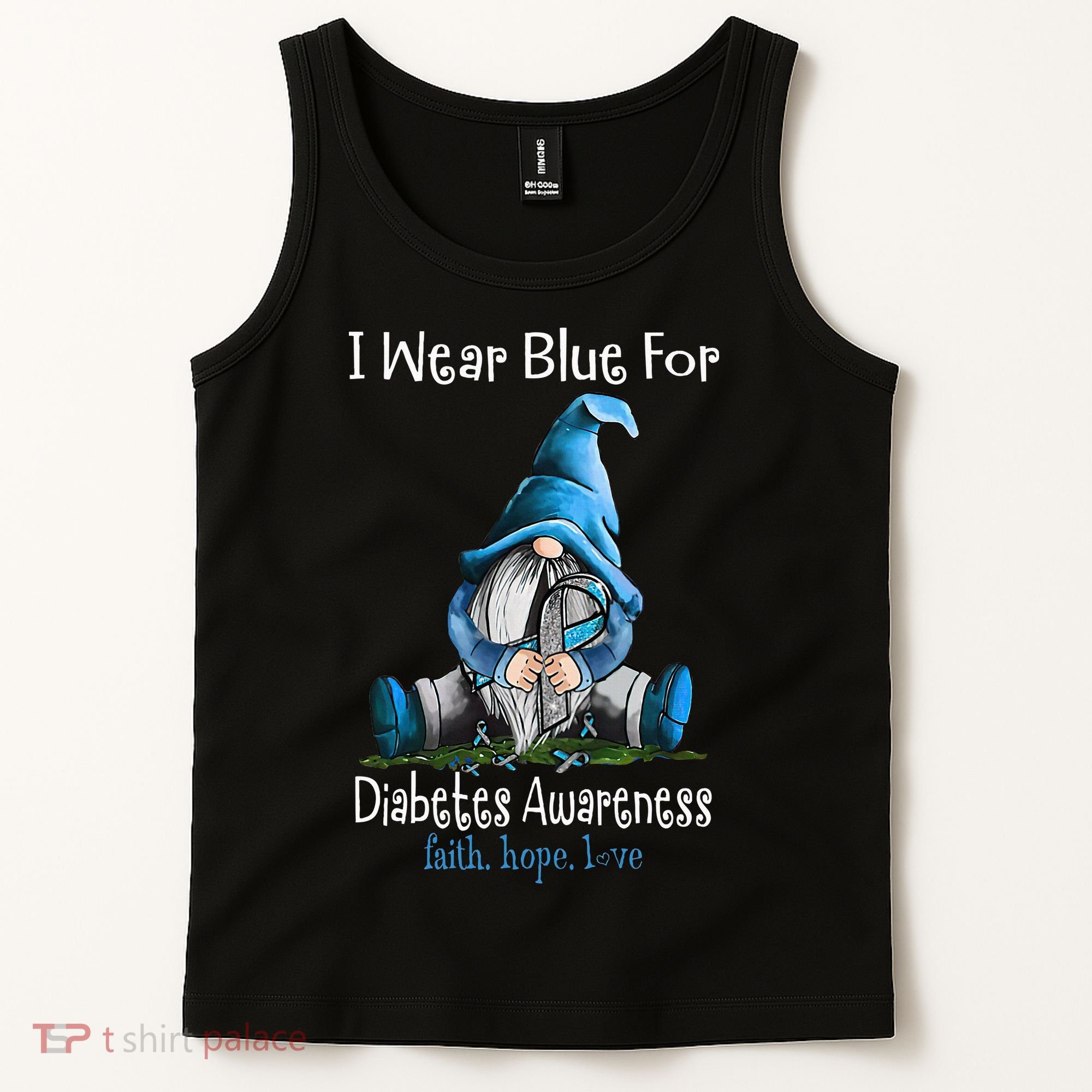 November Diabetes Awareness Month Funny Gnomes Wear Blue Tank Top