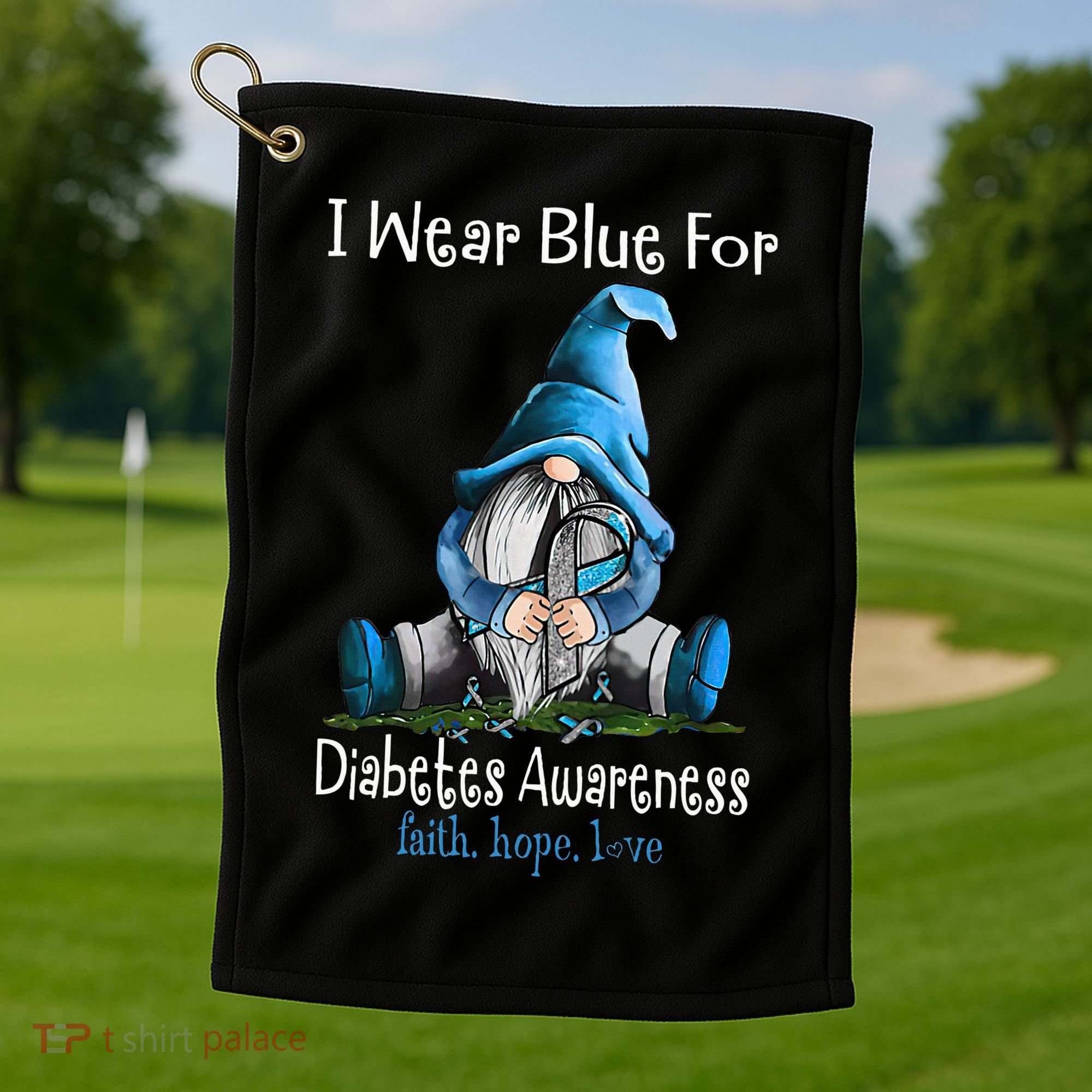 November Diabetes Awareness Month Funny Gnomes Wear Blue Golf Towel