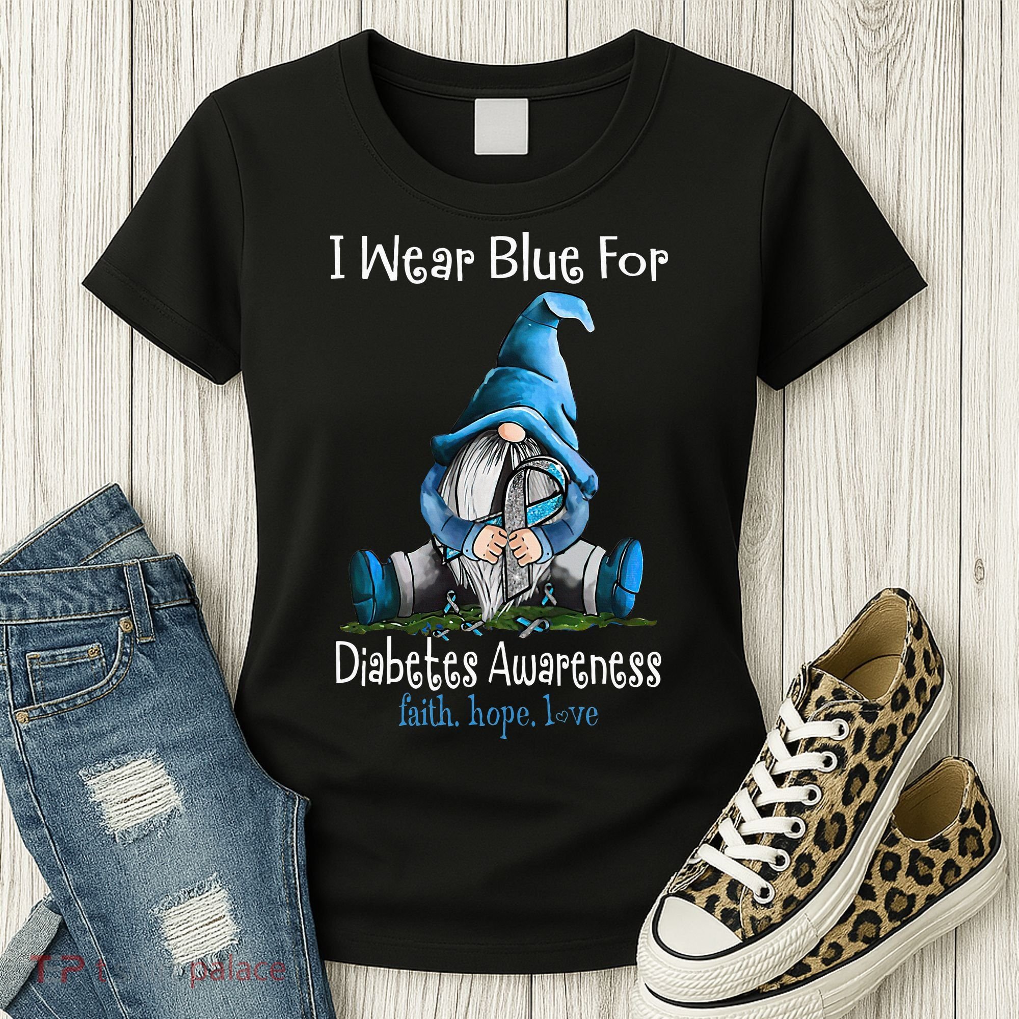November Diabetes Awareness Month Funny Gnomes Wear Blue Women's T-Shirt