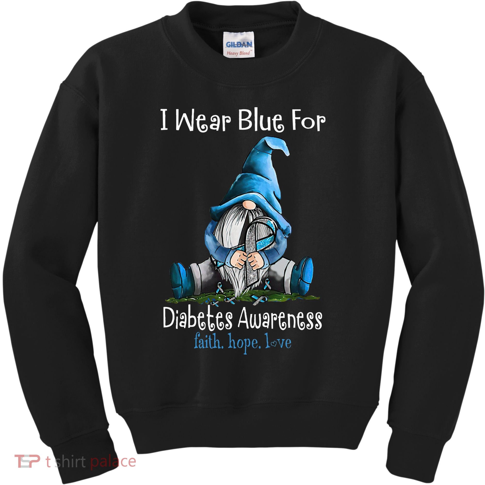 November Diabetes Awareness Month Funny Gnomes Wear Blue Kids Sweatshirt