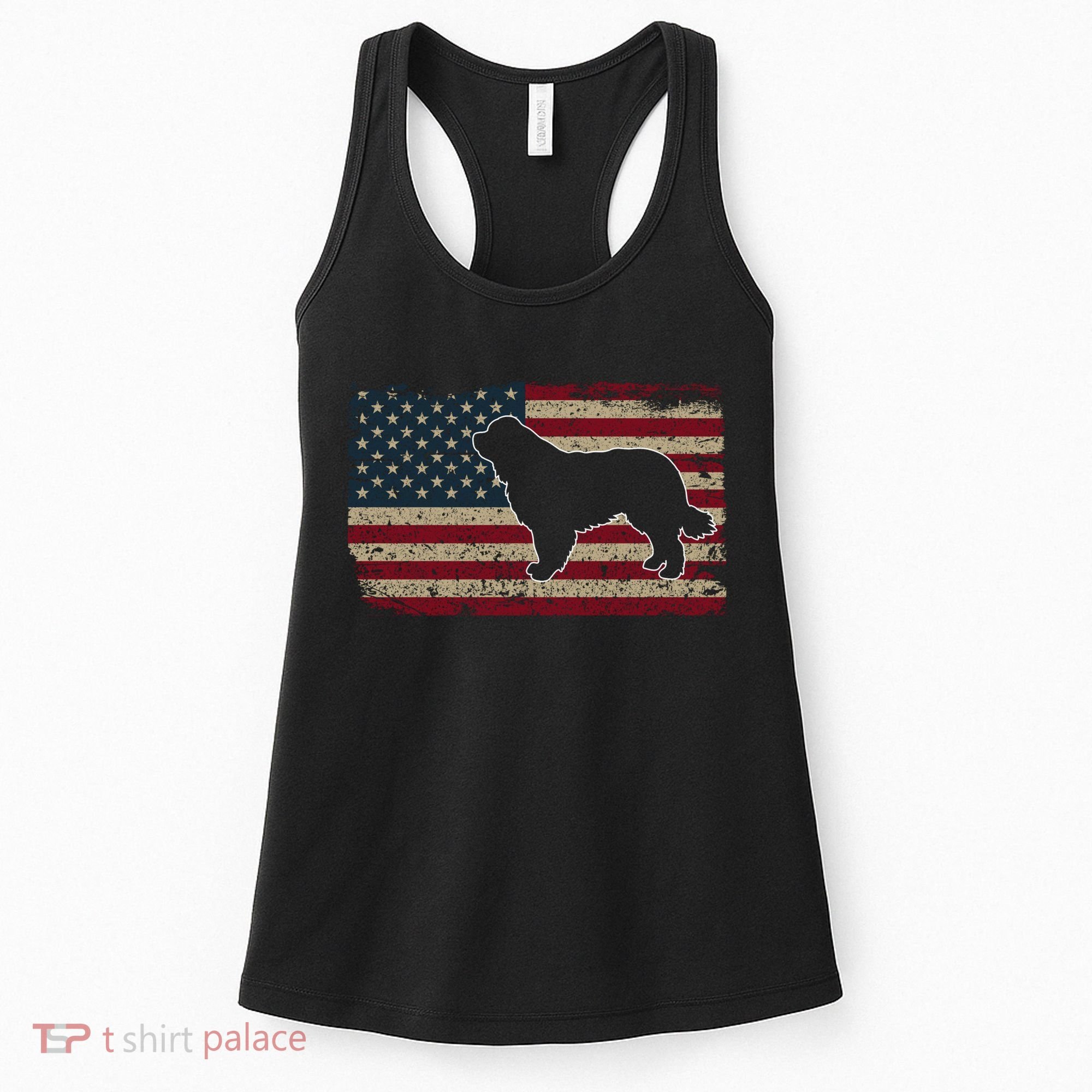 Newfie Dog America Flag Patriotic Dog Lover Gift Women's Tank Top
