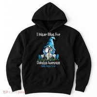 November Diabetes Awareness Funny Gnomes Wear Blue Hoodie thumb 0