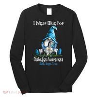 November Diabetes Awareness Funny Gnomes Wear Blue Long Sleeve Shirt thumb 0