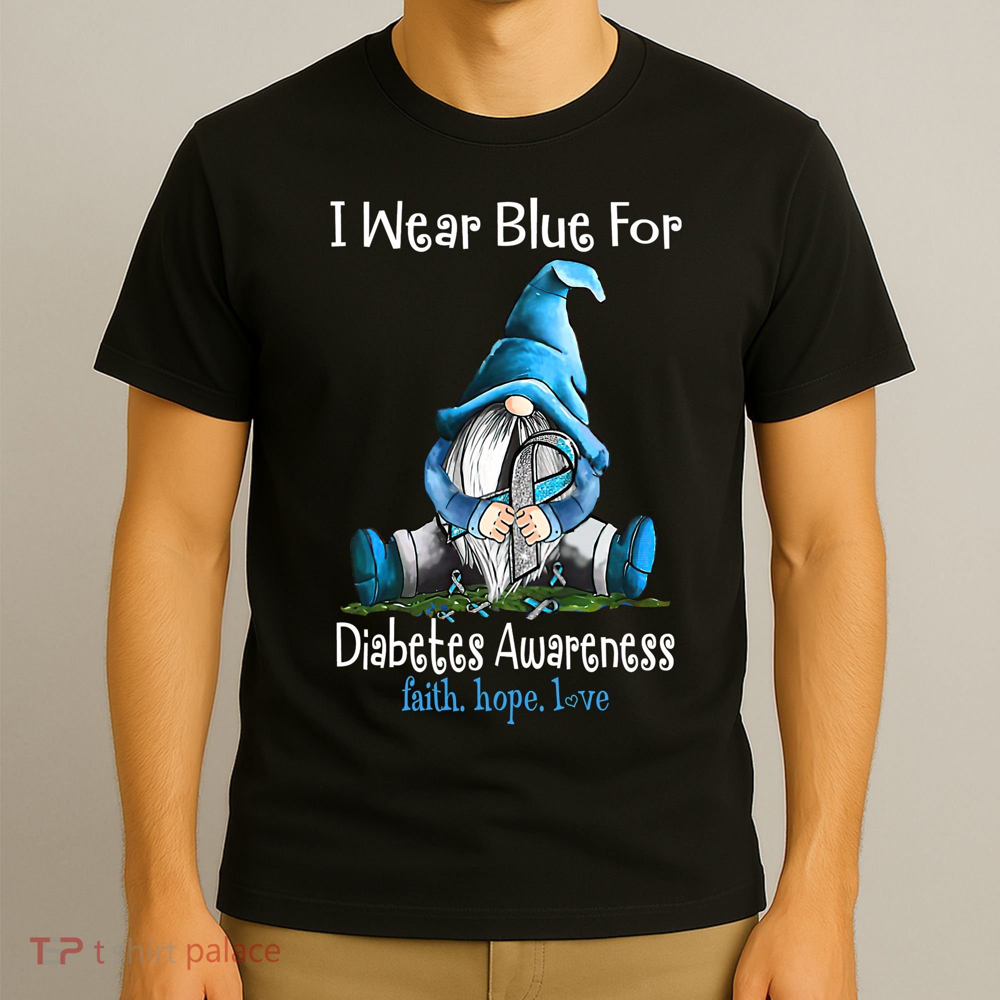 November Diabetes Awareness Funny Gnomes Wear Blue T-Shirt