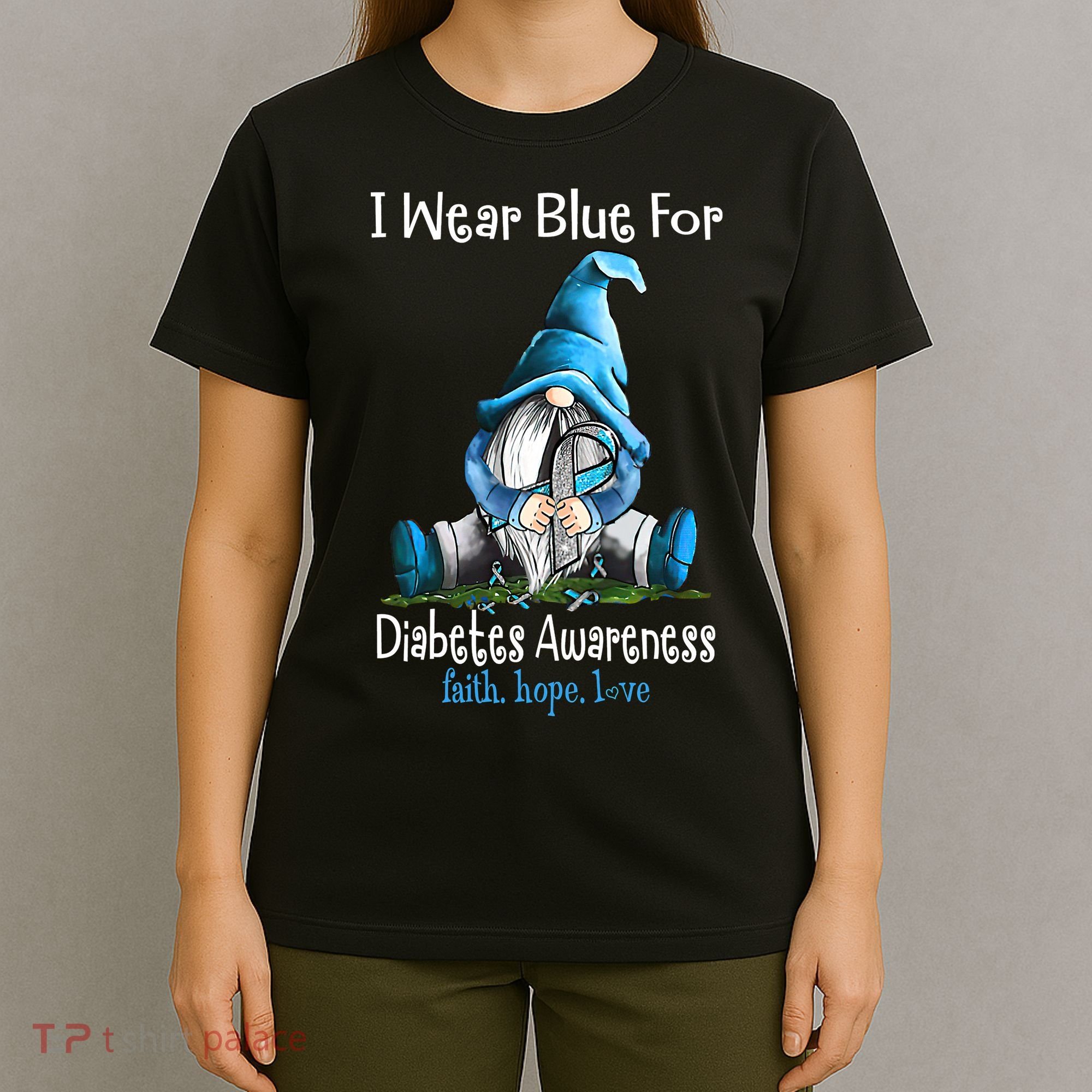 November Diabetes Awareness Funny Gnomes Wear Blue T-Shirt