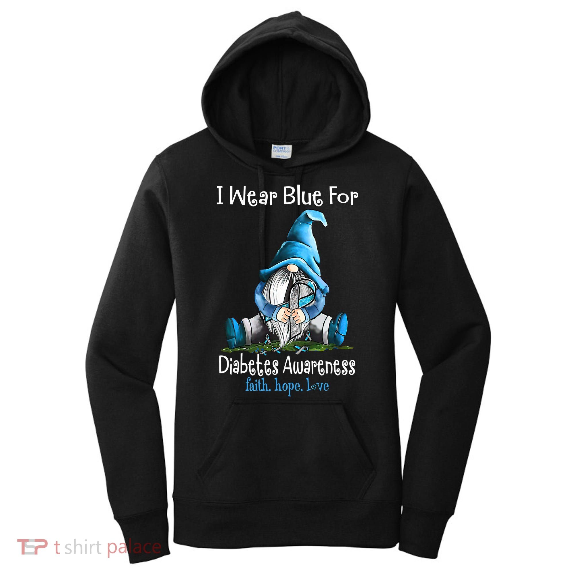 November Diabetes Awareness Funny Gnomes Wear Blue Women's Hoodie