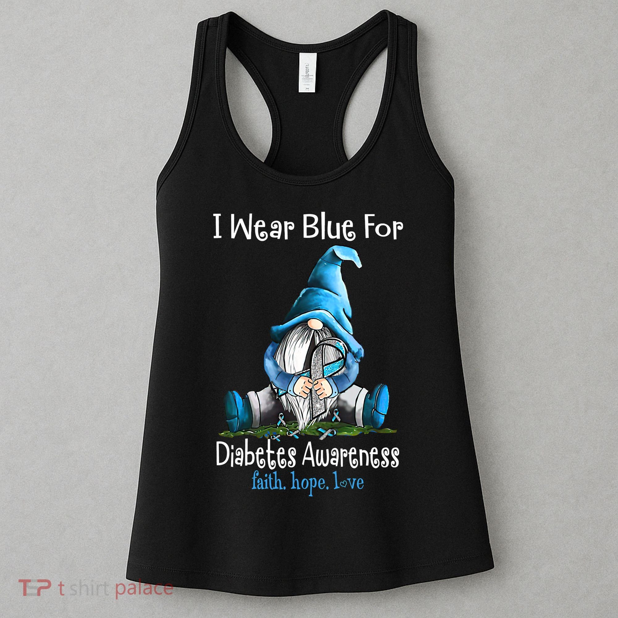 November Diabetes Awareness Funny Gnomes Wear Blue Women's Tank Top