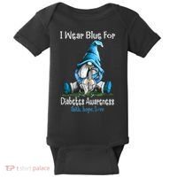 November Diabetes Awareness Funny Gnomes Wear Blue Baby Bodysuit thumb 0