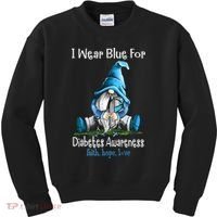 November Diabetes Awareness Funny Gnomes Wear Blue Kids Sweatshirt thumb 0