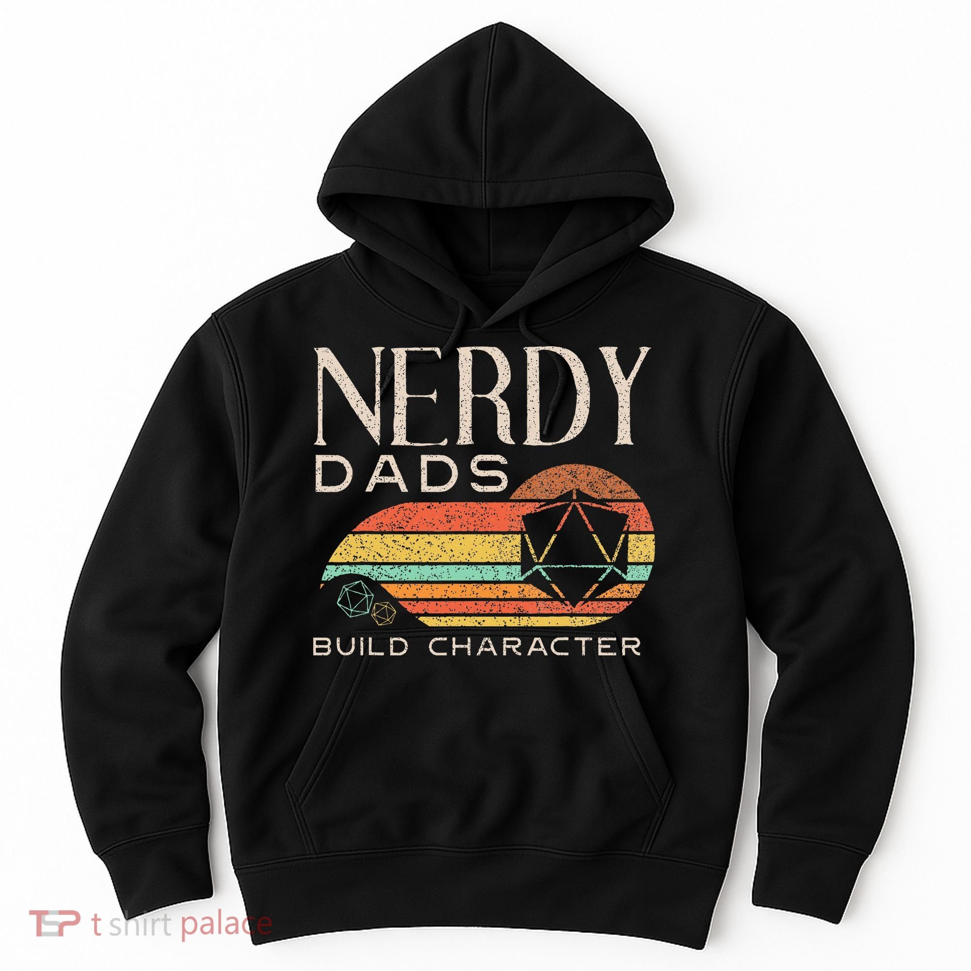 Nerdy Dads Build Character Funny Rpg Gaming D20 Dice Gamer Hoodie