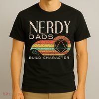 Nerdy Dads Build Character Funny Rpg Gaming D20 Dice Gamer T-Shirt thumb 3