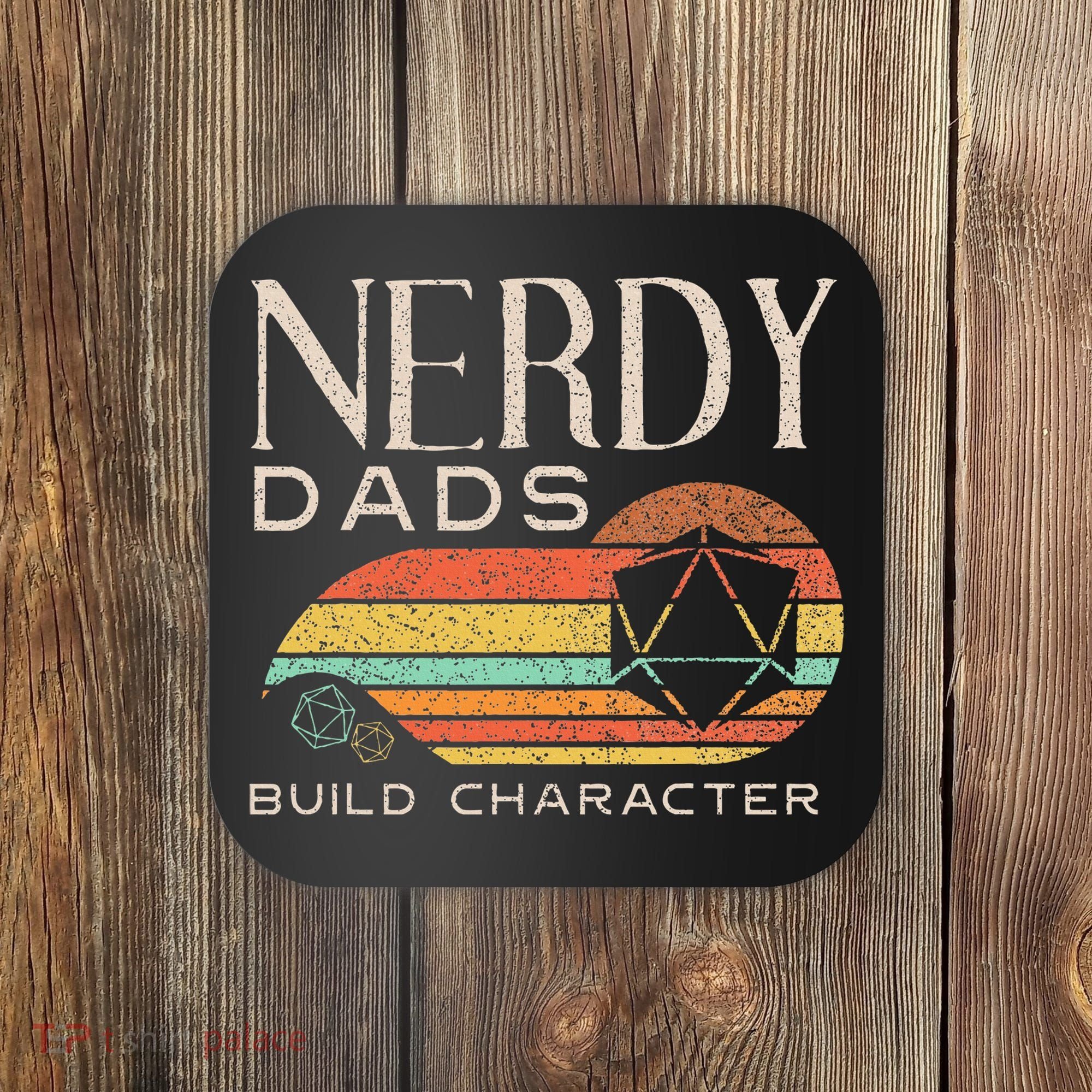 Nerdy Dads Build Character Funny Rpg Gaming D20 Dice Gamer Coaster