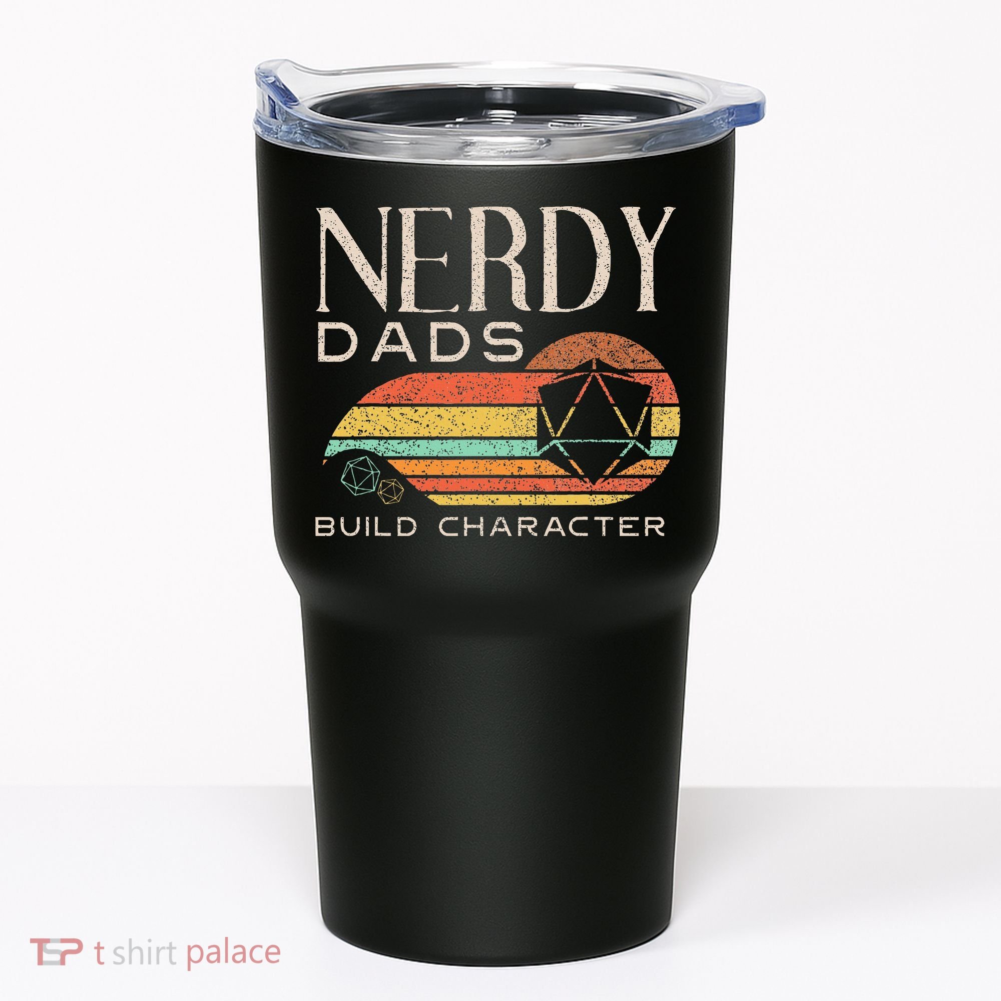 Nerdy Dads Build Character Funny Rpg Gaming D20 Dice Gamer Tumbler