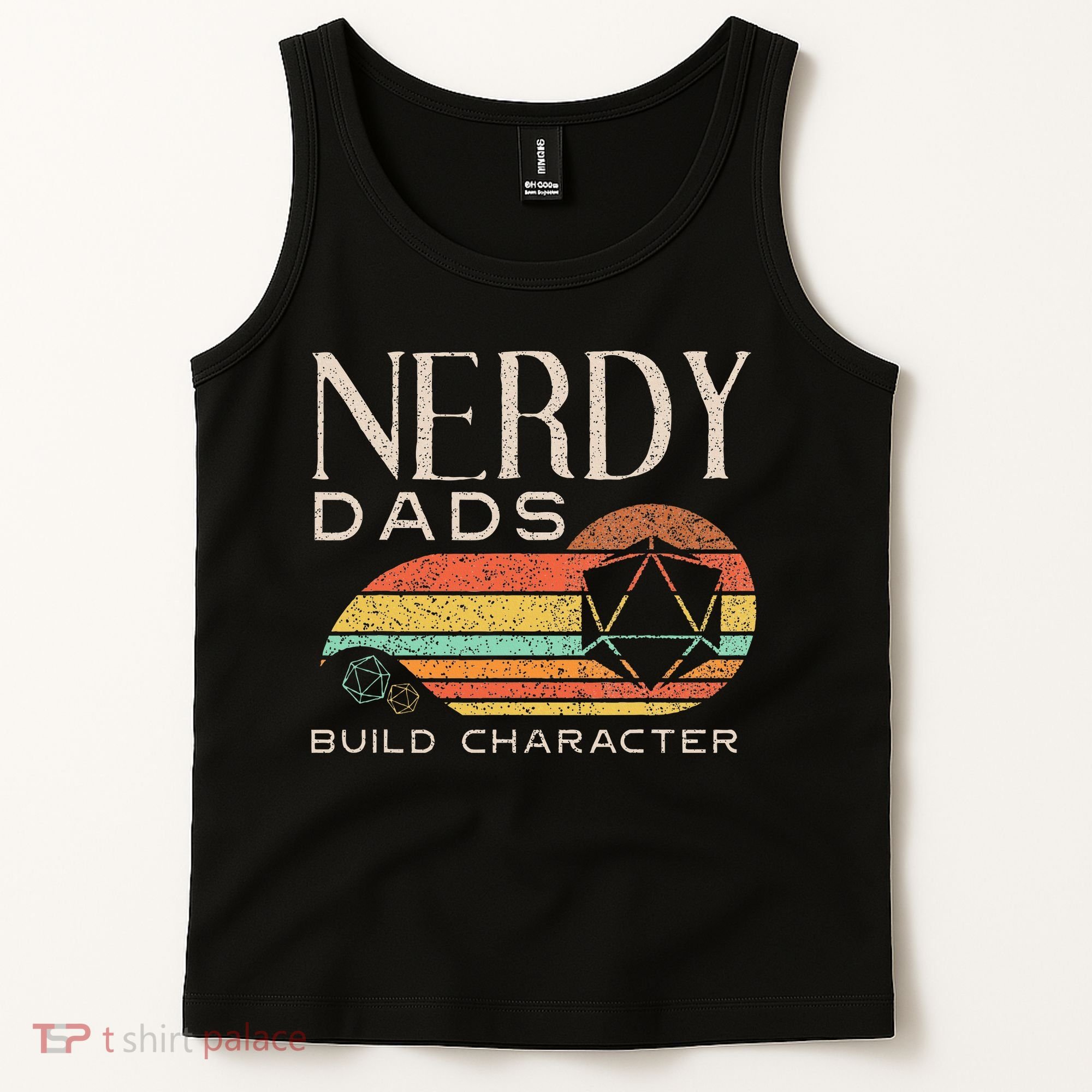 Nerdy Dads Build Character Funny Rpg Gaming D20 Dice Gamer Tank Top