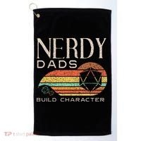 Nerdy Dads Build Character Funny Rpg Gaming D20 Dice Gamer Golf Towel thumb 0