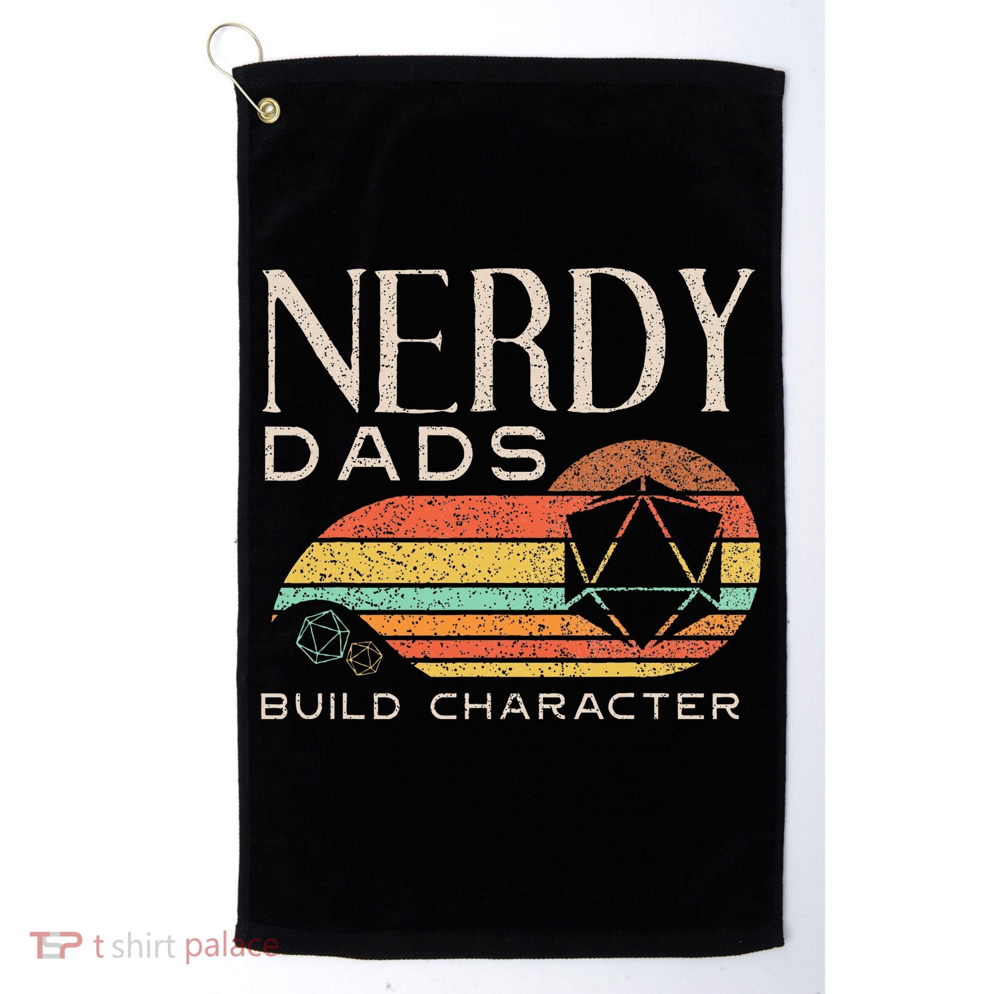 Nerdy Dads Build Character Funny Rpg Gaming D20 Dice Gamer Golf Towel