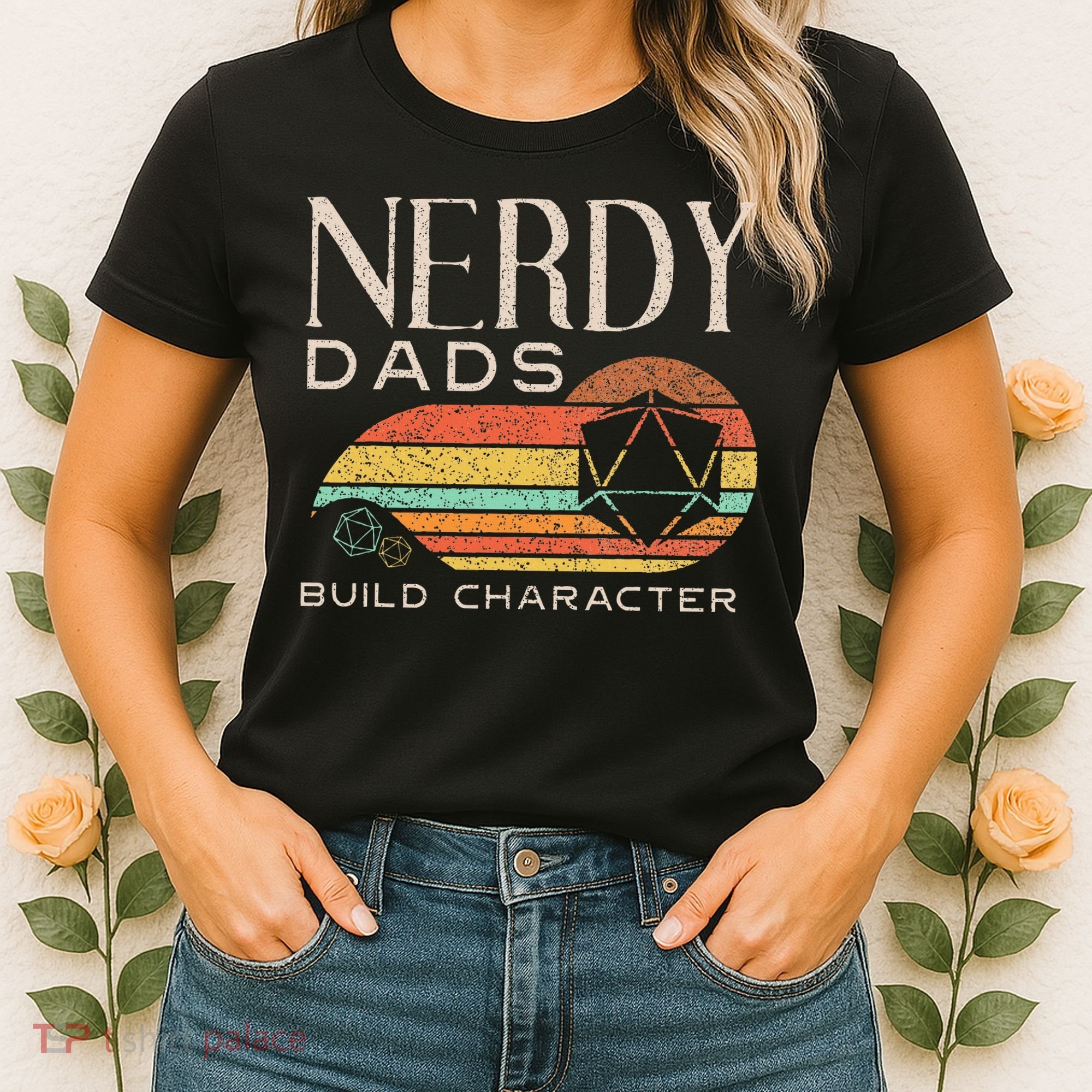 Nerdy Dads Build Character Funny Rpg Gaming D20 Dice Gamer Women's T-Shirt
