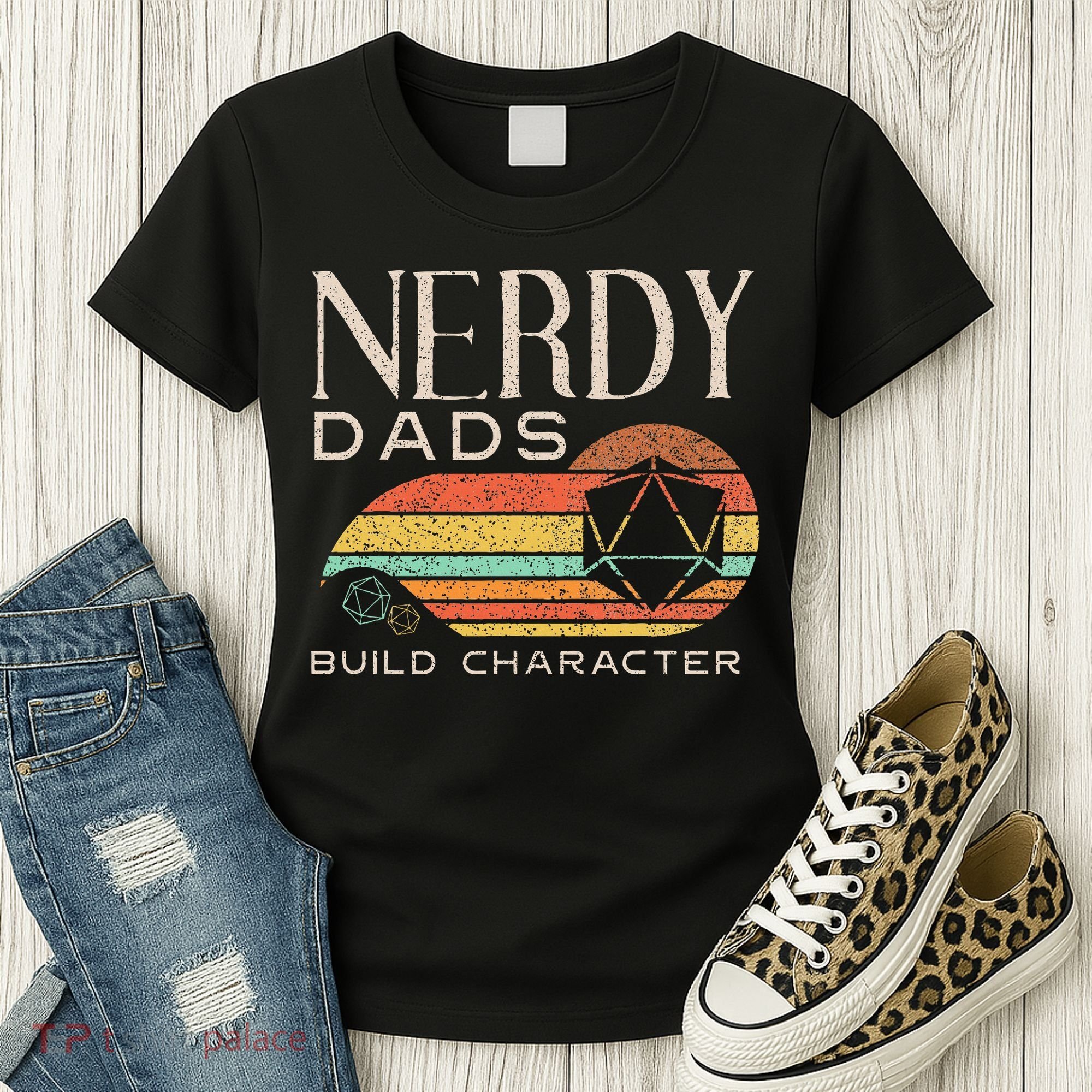 Nerdy Dads Build Character Funny Rpg Gaming D20 Dice Gamer Women's T-Shirt