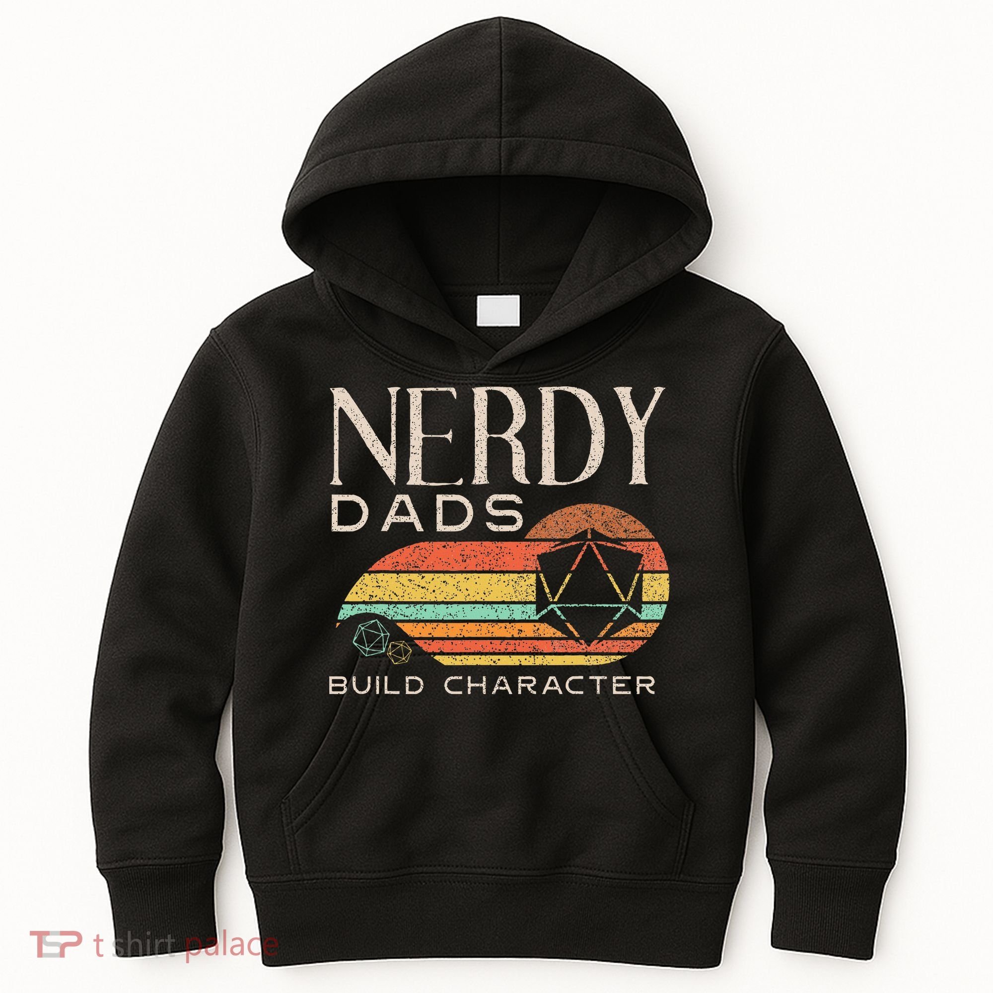 Nerdy Dads Build Character Funny Rpg Gaming D20 Dice Gamer Kids Hoodie