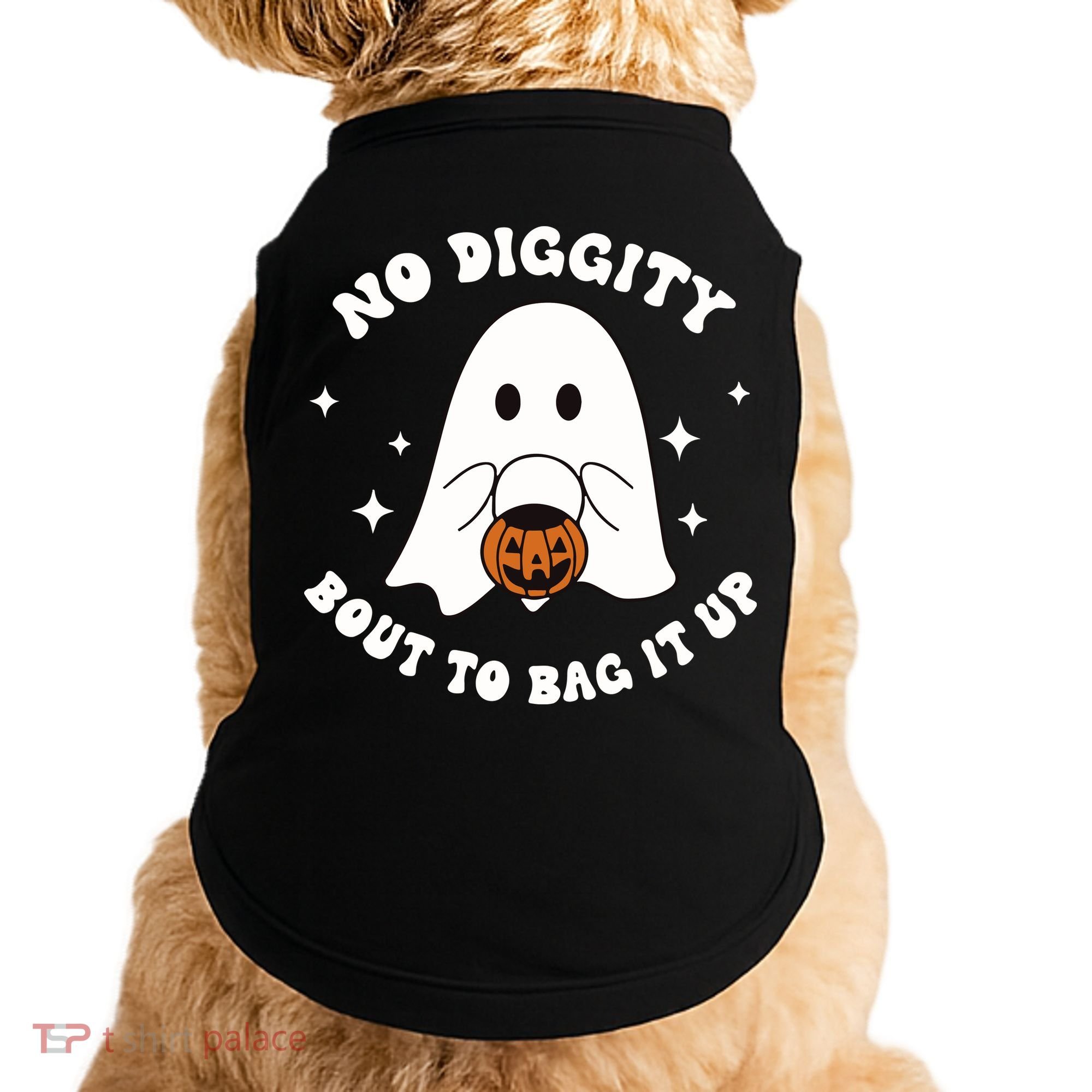 No Diggity Bout To Bag It Up Halloween Trick Or Treat Ghost Doggie Tank