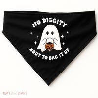 No Diggity Bout To Bag It Up Halloween Trick Or Treat Ghost USA-Made Doggie Bandana thumb 0