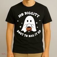 No Diggity Bout To Bag It Up Halloween Trick Or Treat Ghost T-Shirt thumb 3