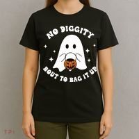 No Diggity Bout To Bag It Up Halloween Trick Or Treat Ghost T-Shirt thumb 4