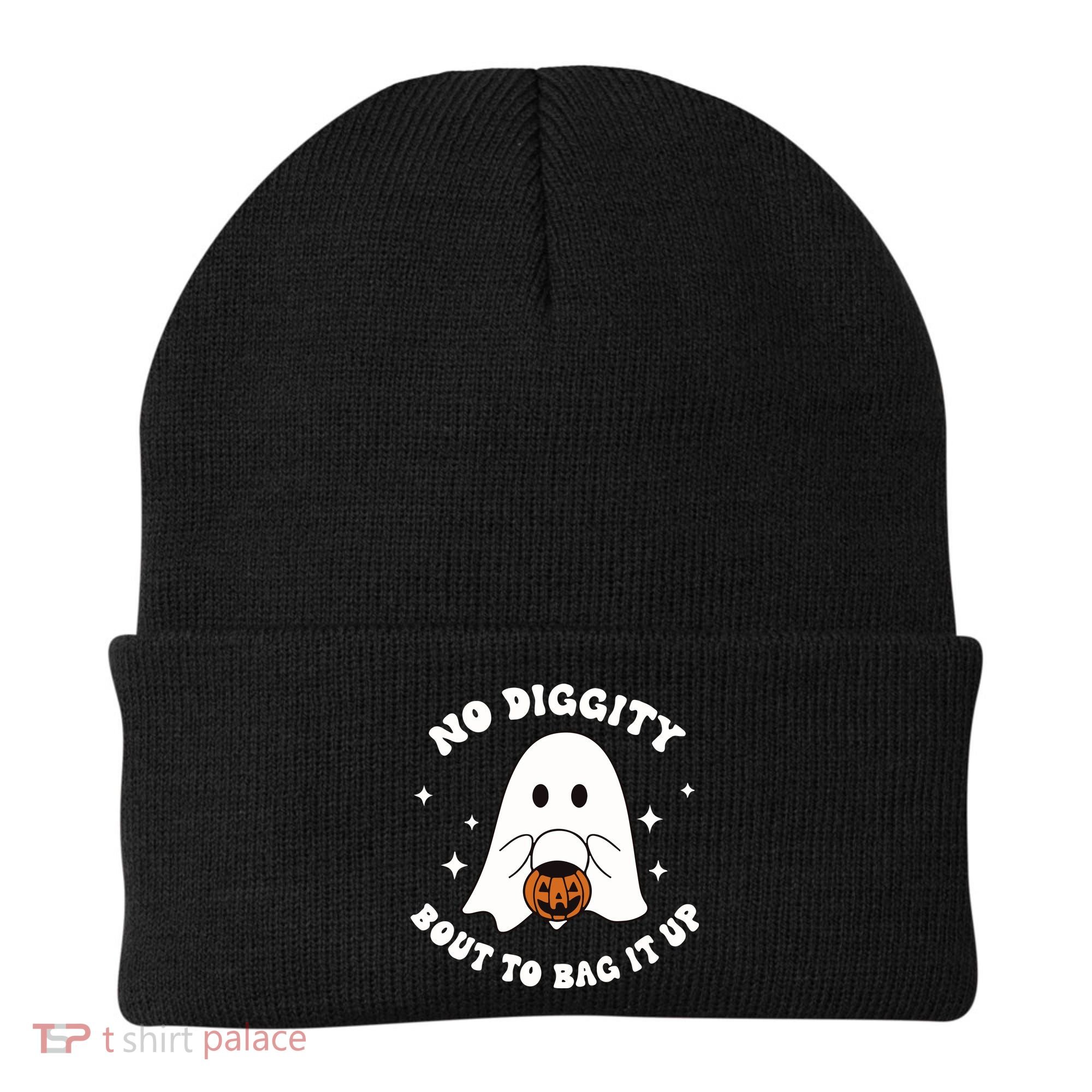 No Diggity Bout To Bag It Up Halloween Trick Or Treat Ghost Beanie