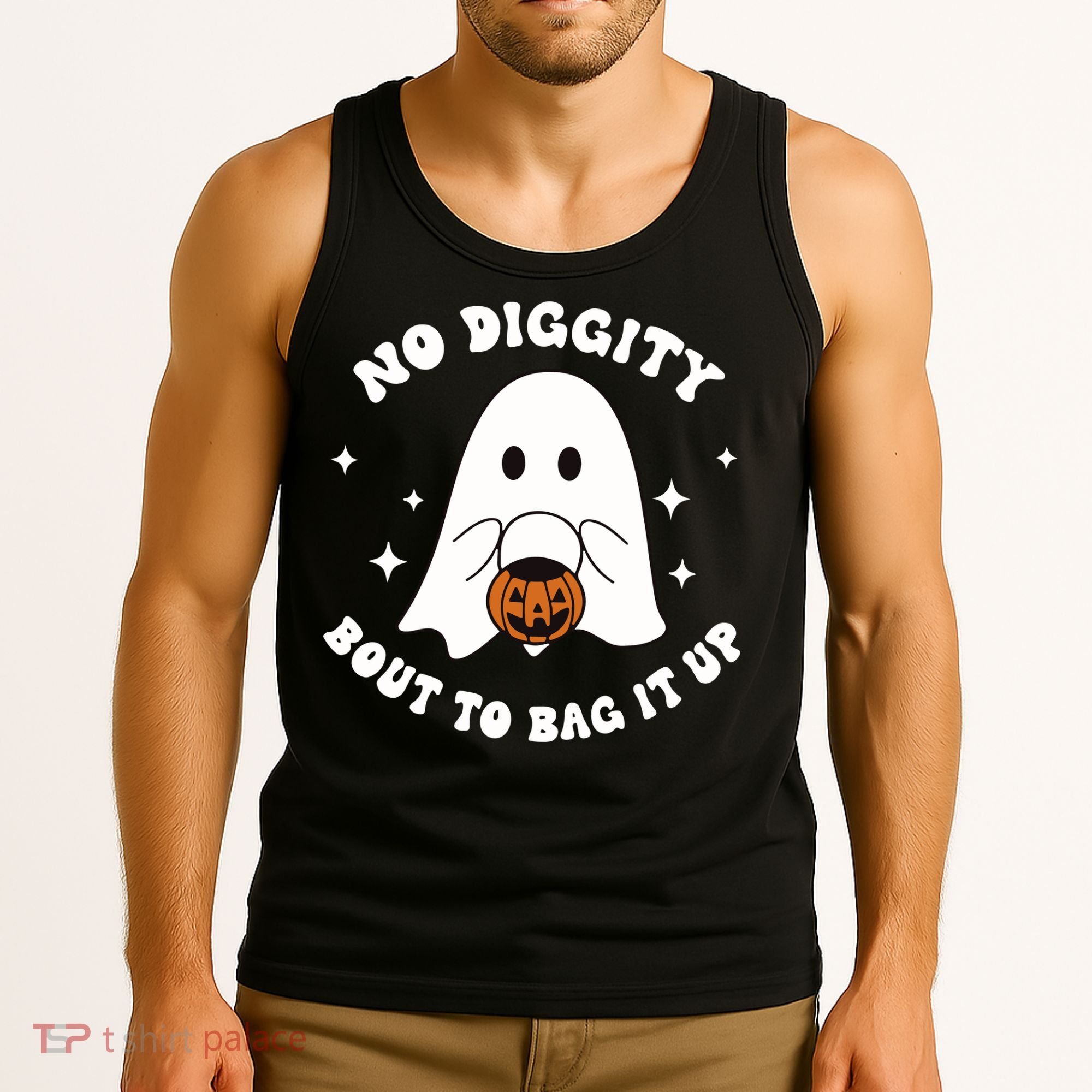 No Diggity Bout To Bag It Up Halloween Trick Or Treat Ghost Tank Top