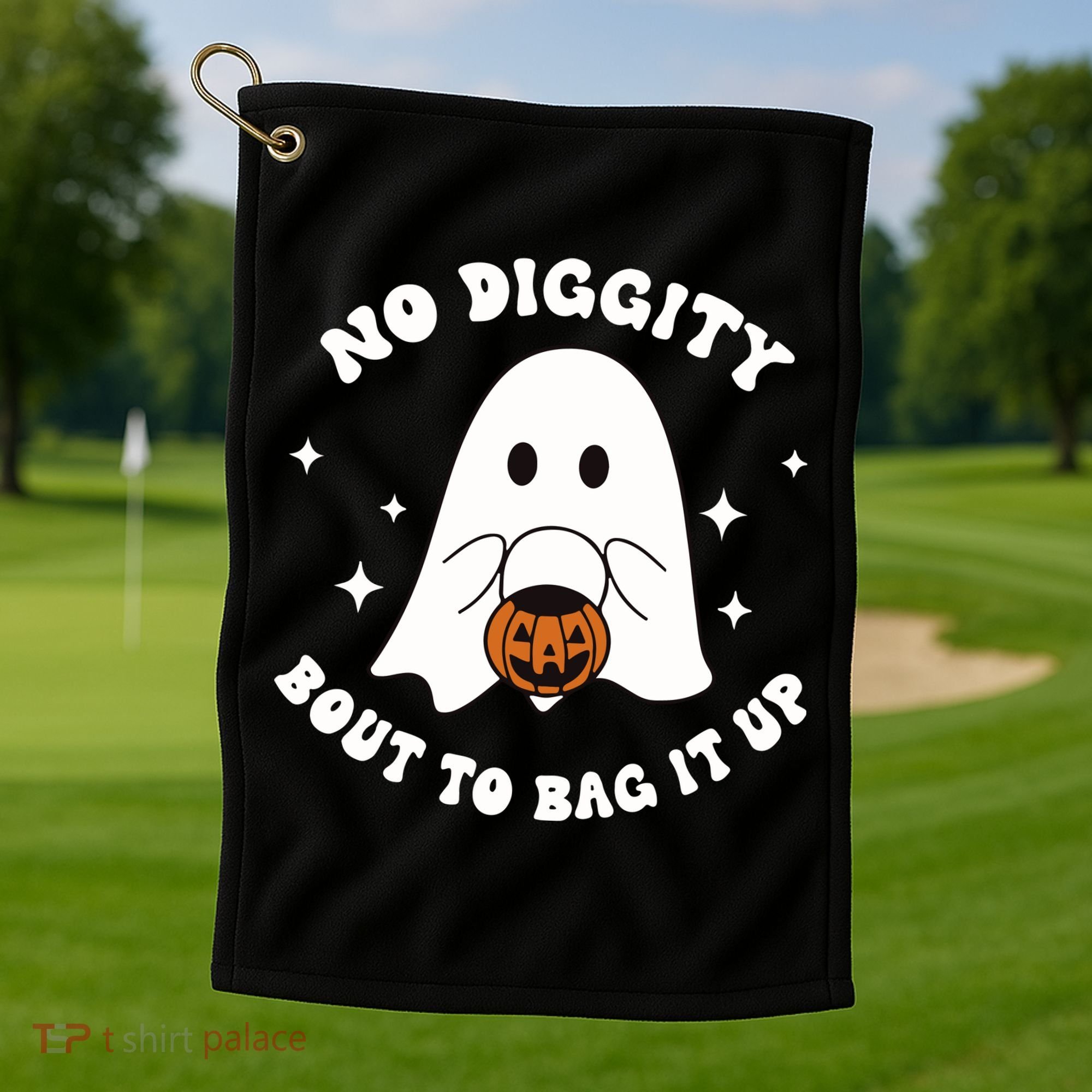No Diggity Bout To Bag It Up Halloween Trick Or Treat Ghost Golf Towel