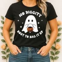 No Diggity Bout To Bag It Up Halloween Trick Or Treat Ghost Women's T-Shirt thumb 2