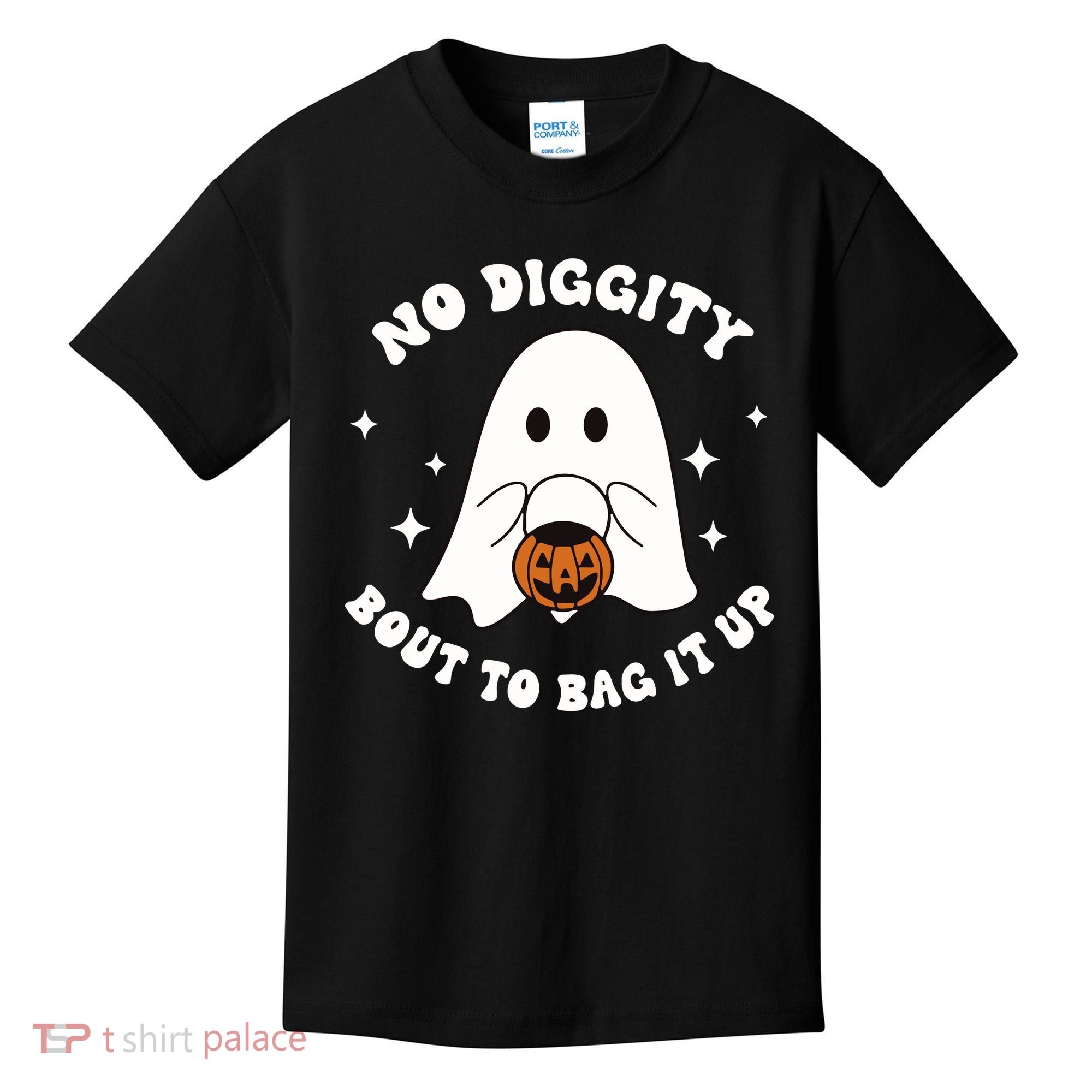 No Diggity Bout To Bag It Up Halloween Trick Or Treat Ghost Kids T-Shirt