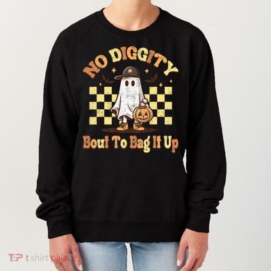 No Diggity Bout To Bag It Up Cool Ghost Halloween Women's Sweatshirt