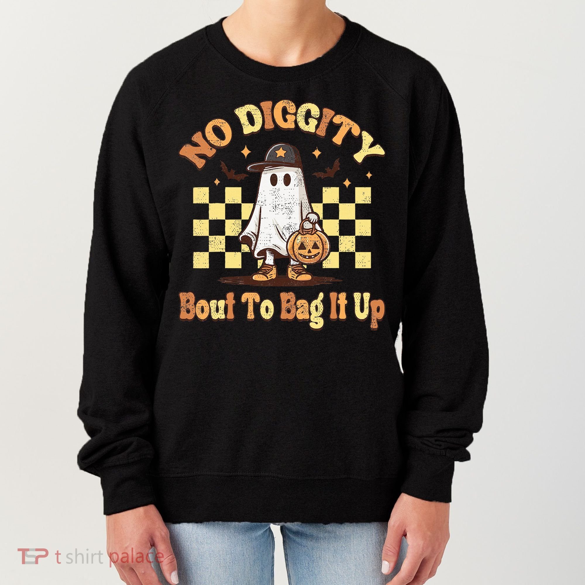 No Diggity Bout To Bag It Up Cool Ghost Halloween Women's Sweatshirt